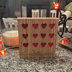 Michaels Wooden Heart Decor with Red Accents